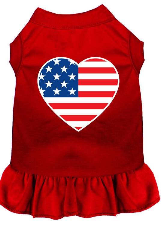 American Flag Heart Screen Print Dress Red XS